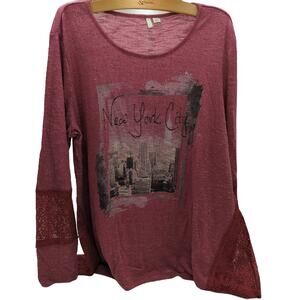 C Est 1946 XL Pink Gray New York City Graphic Top